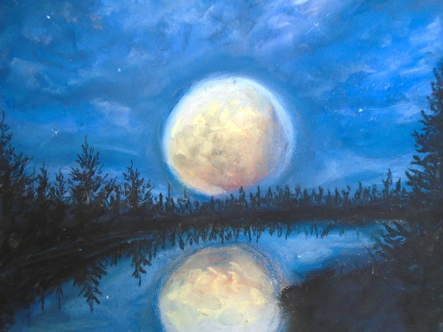 Lunar Serenade Drawing by Jen Shearer