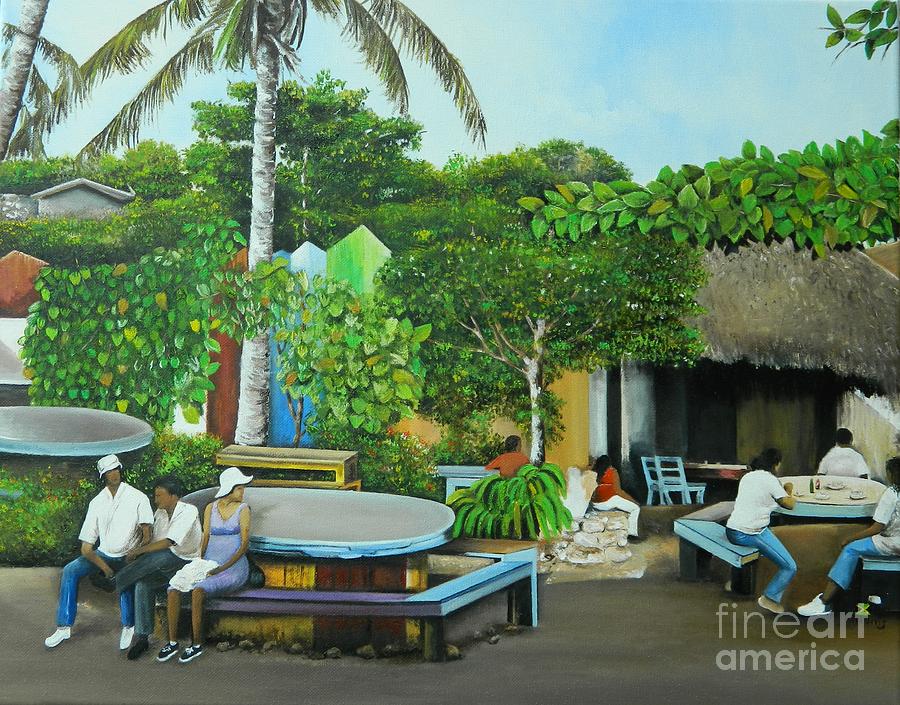 Having Lunch At The Tiki Bar Painting by Kenneth Harris