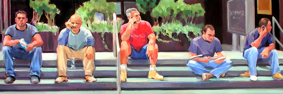 Lunch Break - Men at Work Series Painting by Merle Keller