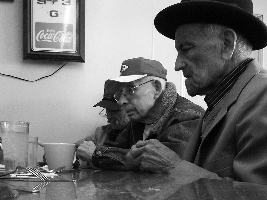 Lunch Counter Boys - black and white Photograph by Tim Nyberg