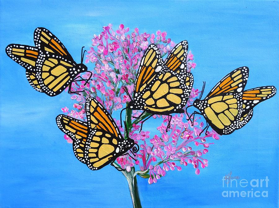 Butterfly Feeding Frenzy Painting by Karen Jane Jones