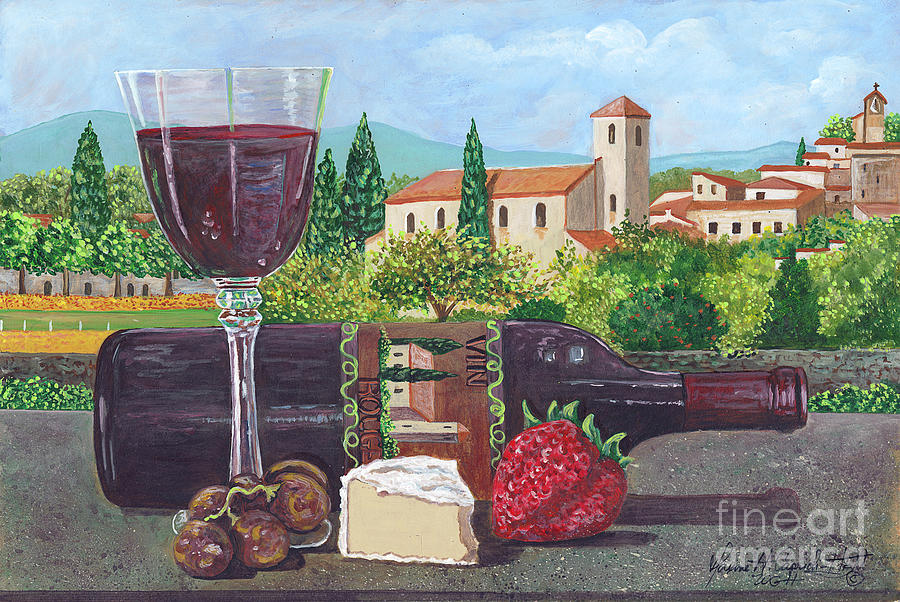 Wine Painting - Lunch in Provence by Maxine Caprioli-Hight