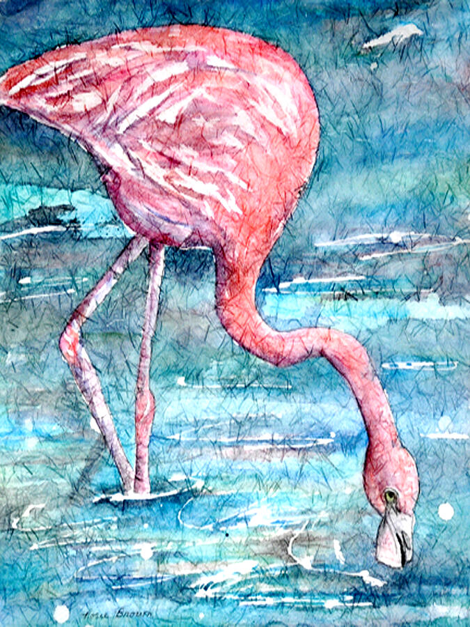 Flamingo Painting - Lunch Time by Rosie Brown