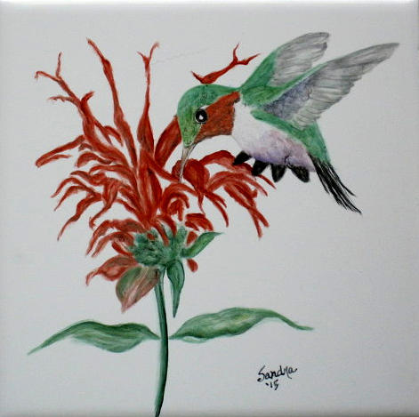 Hummingbird Ceramic Art - Lunch Time by Sandra Maddox