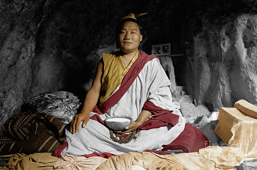 Lundup Dorje a cave dwelling repa - Tibet Photograph by Craig Lovell
