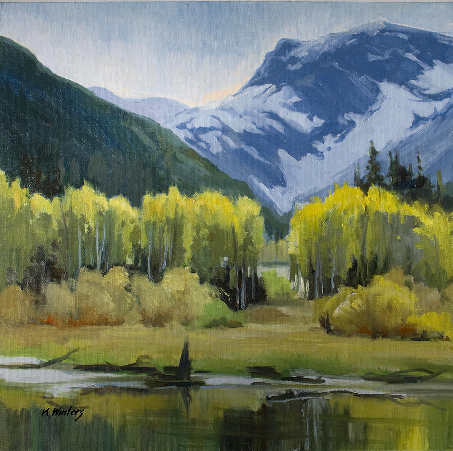 Mountain Painting - Lundy Creek Aspens - Eastern Sierra Nevada painting by Karen Winters