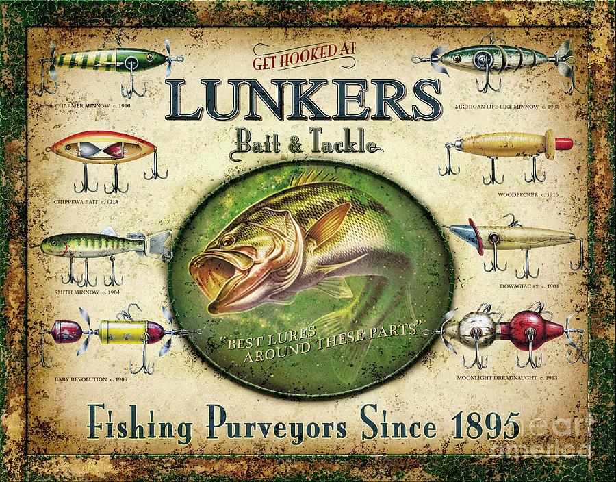 Fish Painting - Lunkers Bait and Tackle by JQ Licensing