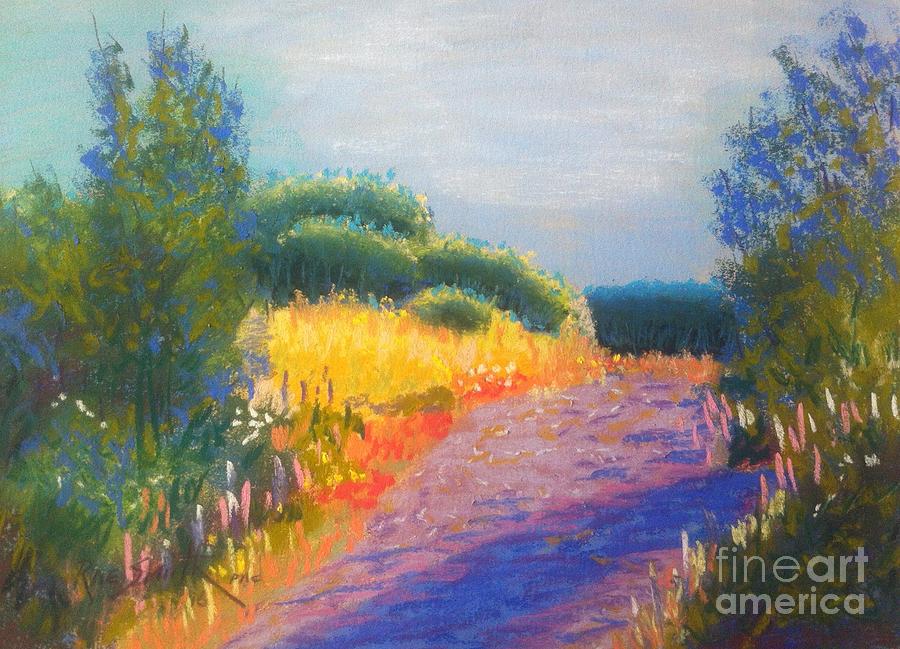 Lupens on the hill Pastel by Rae  Smith