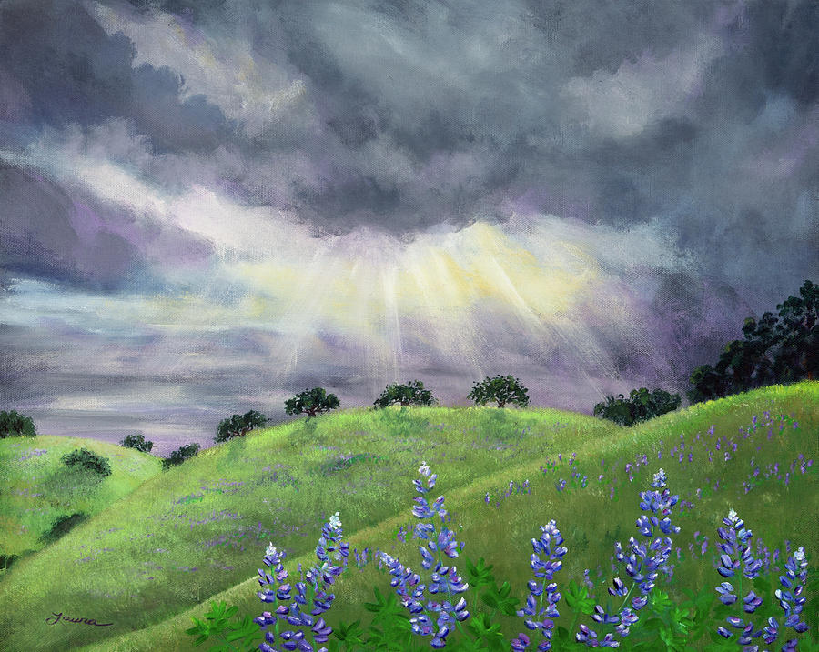 Lupines After a Spring Storm Painting by Laura Iverson