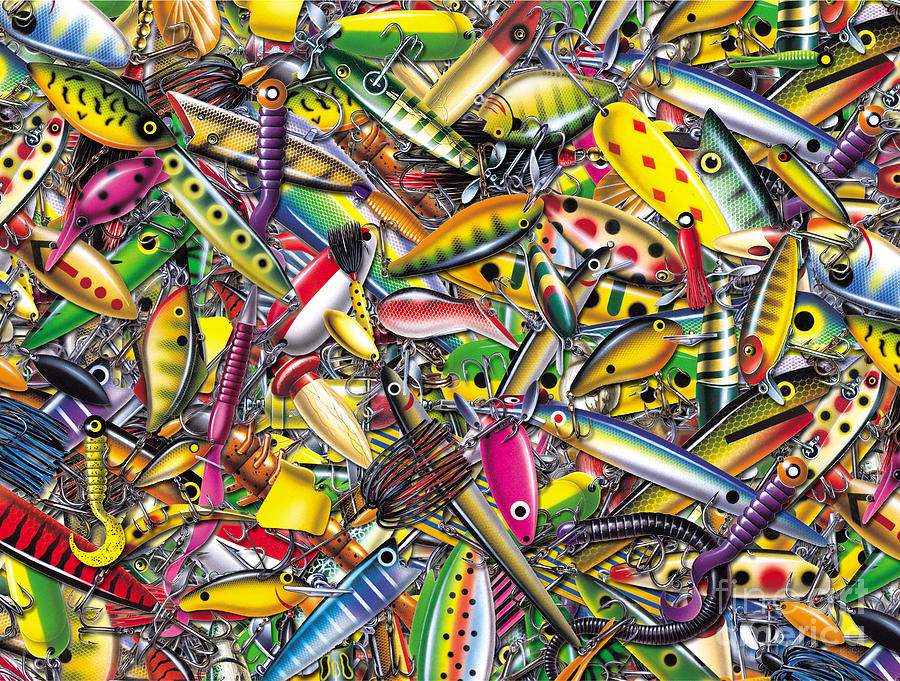 Fish Painting - Lure Collage by JQ Licensing