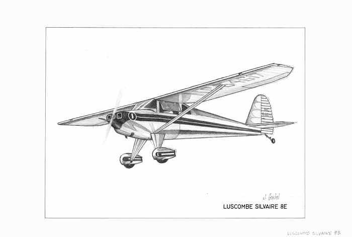 Luscombe Silveraire Airplane Drawing by Mike Goebel