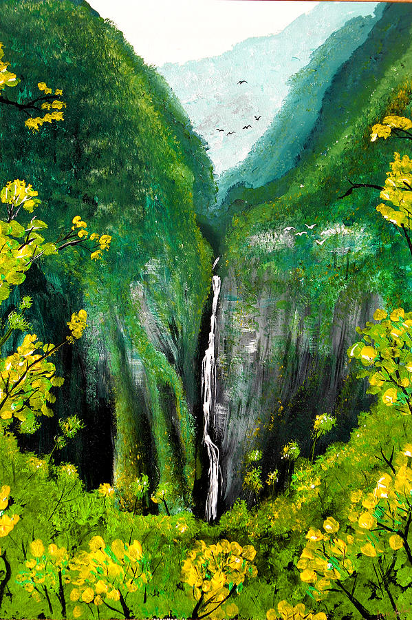 Lush waterfall Painting by Pierre Leclerc Photography