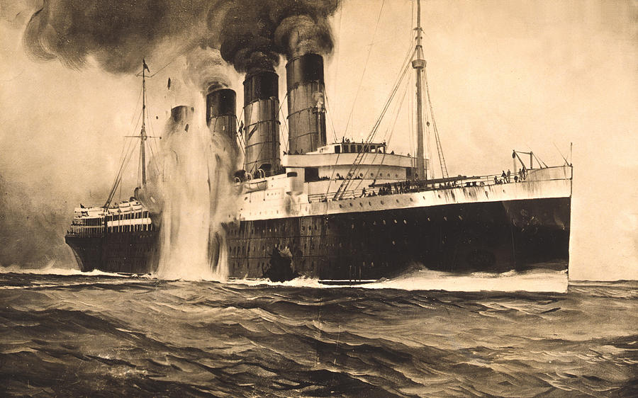 Lusitania - hit by torpedos off Kinsale Head - Ireland Photograph by International  Images