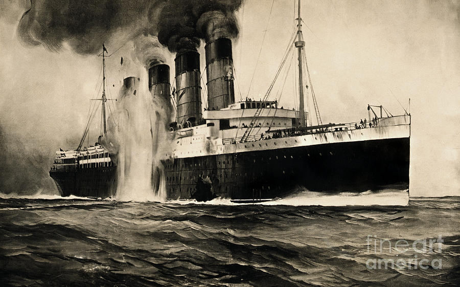 Lusitania Hit By Torpedo, 1915 Photograph by Photo Researchers