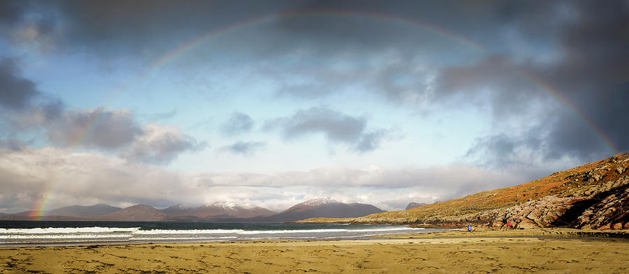 Luskentyre Photograph - Luskentyre Beach Panorama with Rainbow by Phillips and Phillips Luskentyre Photograph - Luskentyre Beach Panorama with Rainbow by Phillips and Phillips