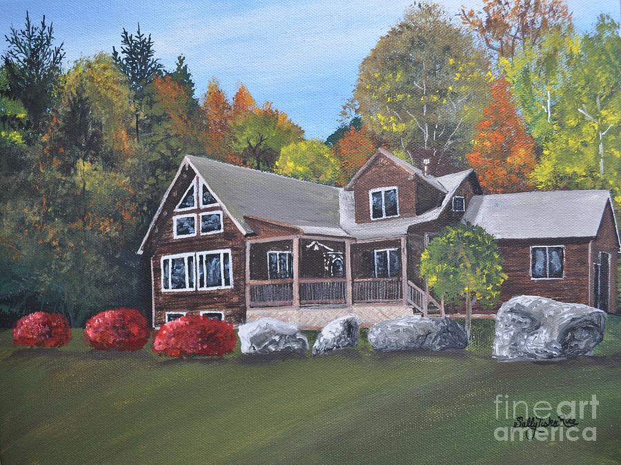 Fall Painting - Lussier Home Portrait  by Sally Tiska Rice