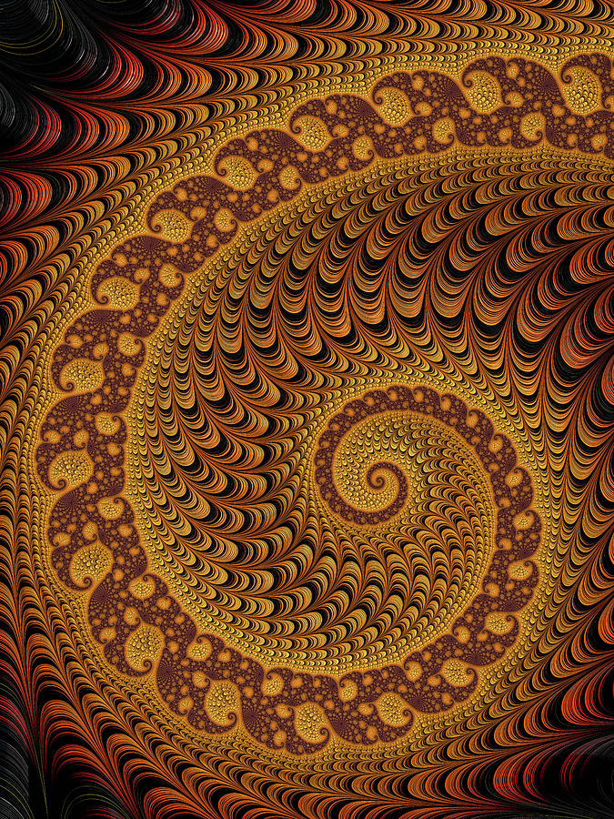 Luxe fractal spiral brown and gold Digital Art by Matthias Hauser