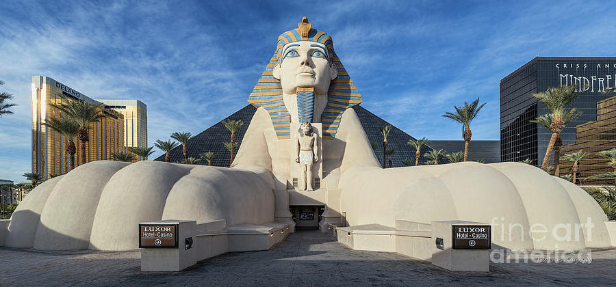 Las Vegas Photograph - Luxor Casino Egyptian Pharaoh Las Vegas Wide Cloudy by Aloha Art