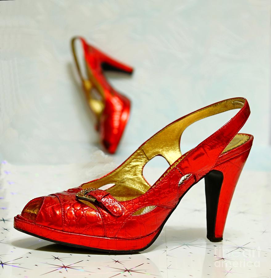 Luxury Red Heels Sandals Isolated. Photograph