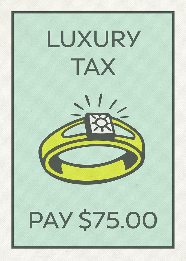 Vintage Mixed Media - Luxury Tax Vintage Monopoly Board Game Theme Card by Design Turnpike