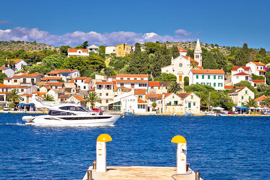 Luxury yacht and adriatic town of Rogoznica Photograph by Brch Photography