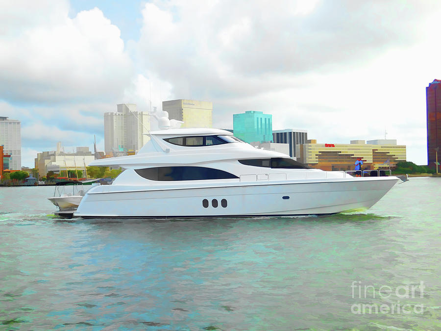 Luxury yachts at Portsmouth Virginia 10 Painting by Jeelan Clark