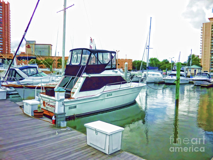 Luxury yachts at Portsmouth Virginia 28 Painting by Jeelan Clark