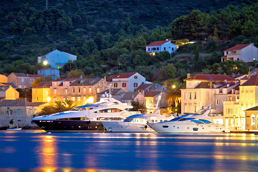 Luxury yachts in Town of Vis waterfront Photograph by Brch Photography