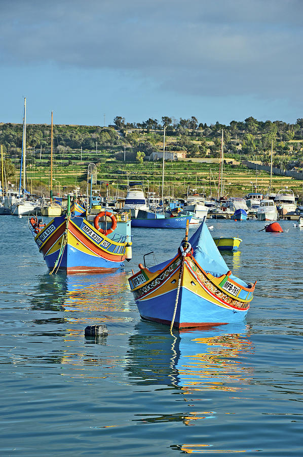 Luzzu. Fishing Boats.  Marsaxlokk. Digital Art