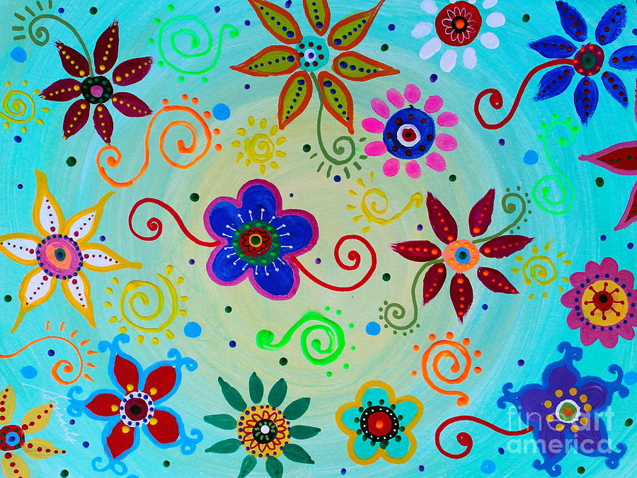 Lv Whimsical Flowers IIi Painting by Pristine Cartera Turkus