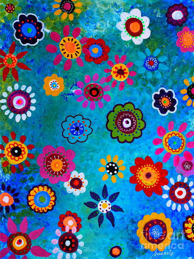Lv Whimsical Flowers V Painting by Pristine Cartera Turkus