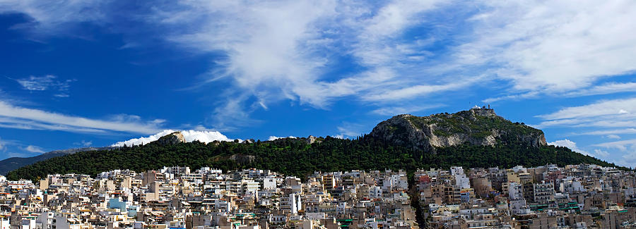 Lycabetus Hill Athens Greece. Panoramic Photo 80 Degrees Photograph