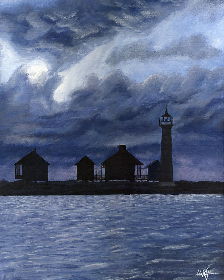 Lydia Ann Lighthouse Painting by Adam Johnson