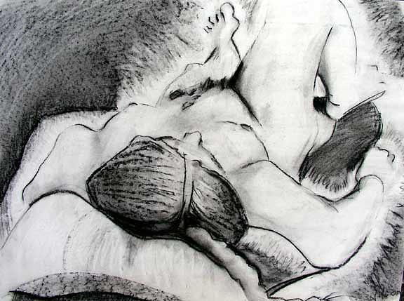 Nude Drawing - Lying Down Nude by Brad Wilson
