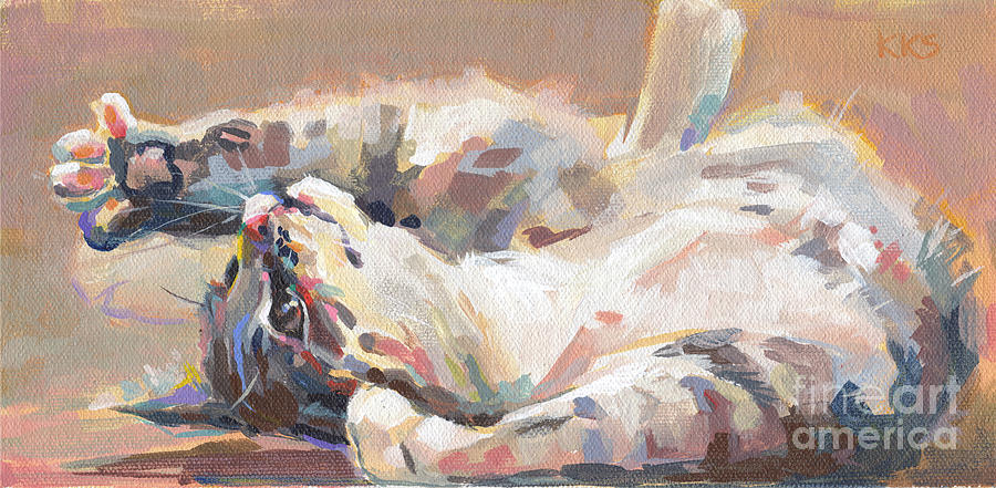 Cat Painting - Lying in Wait by Kimberly Santini