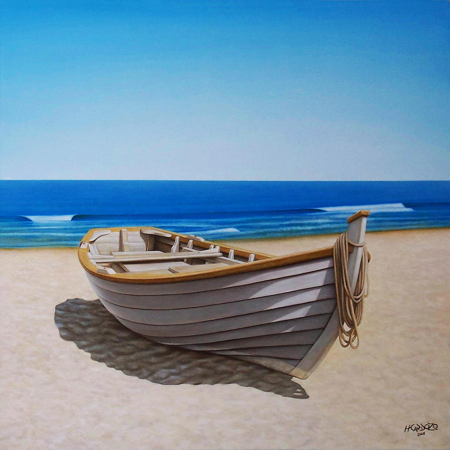 Boat Painting - Lying on the sand by Horacio Cardozo