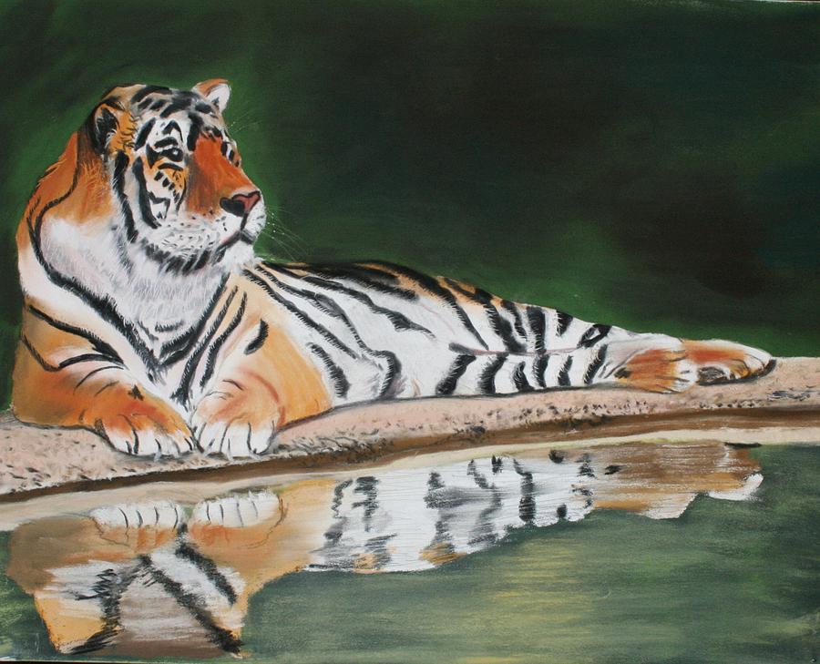 Lying Tiger Pastel by Michele Turney