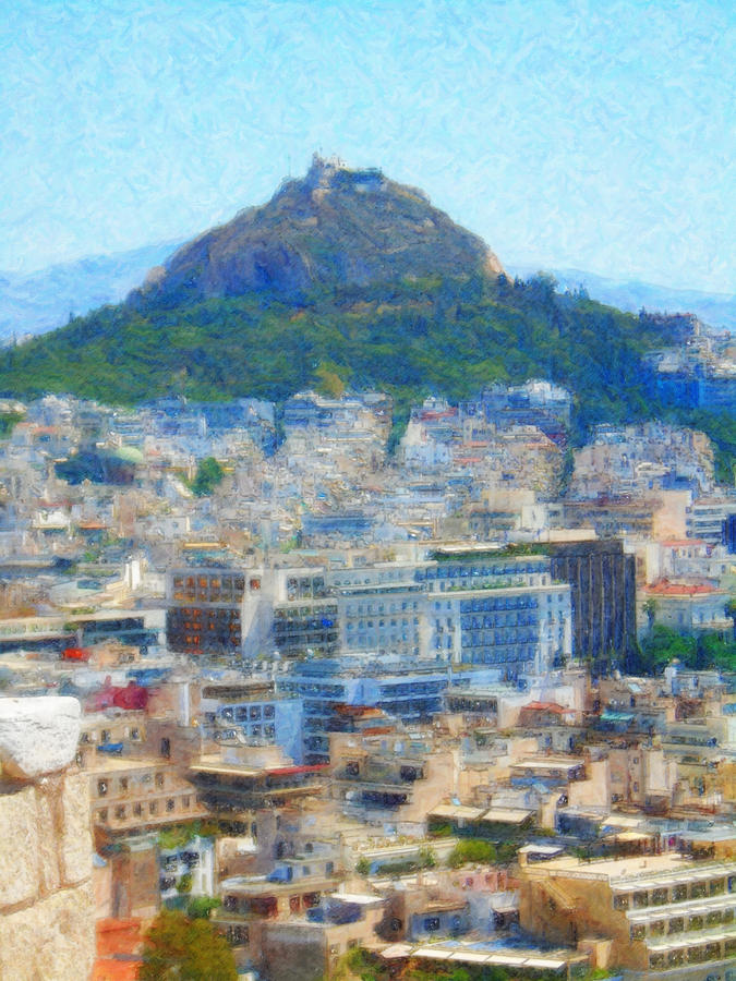 Greek Digital Art - Lykavittos Hill by Paul Gioacchini