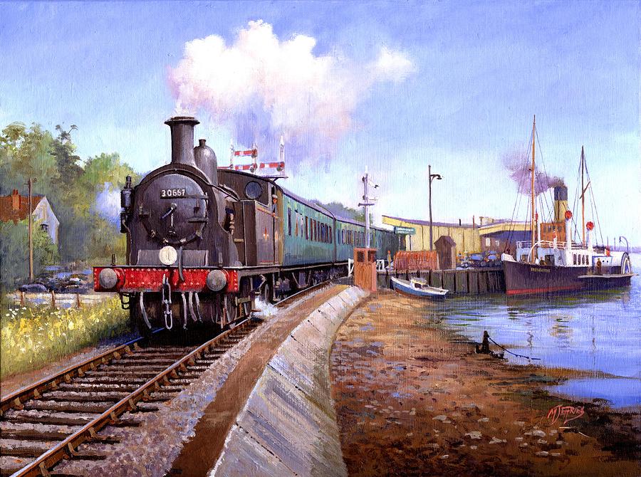 Lymington Pier. Painting by Mike Jeffries - Pixels