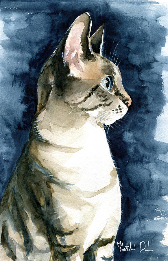 Lynx Point Cat Portrait Painting by Dora Hathazi Mendes