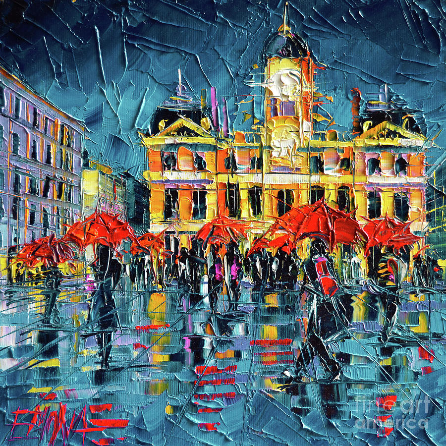 Lyon City Hall Painting by Mona Edulesco