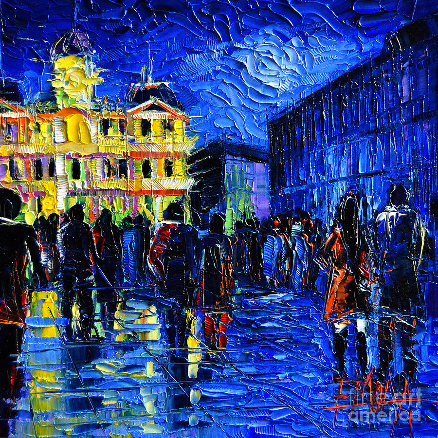 Lyon Festival Of Lights Painting by Mona Edulesco