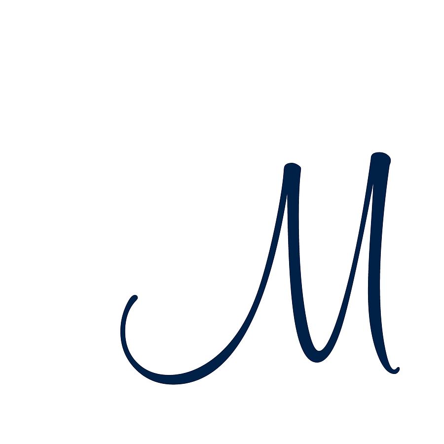 M Digital Art - M in Oxford Blue Simple Script by Custom Home Fashions