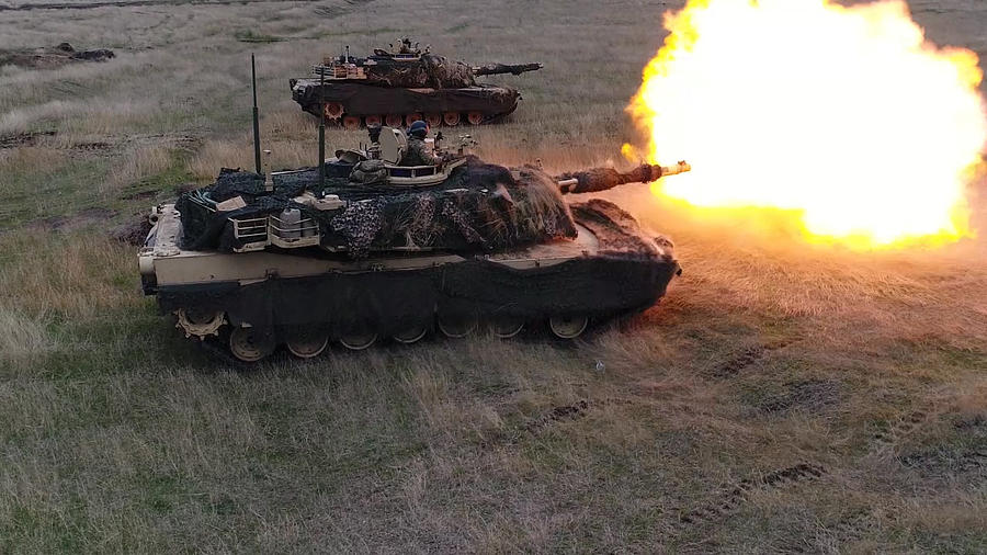 M1a3 Abrams tank fires a round during a live fire training exercise Photograph by Paul Fearn