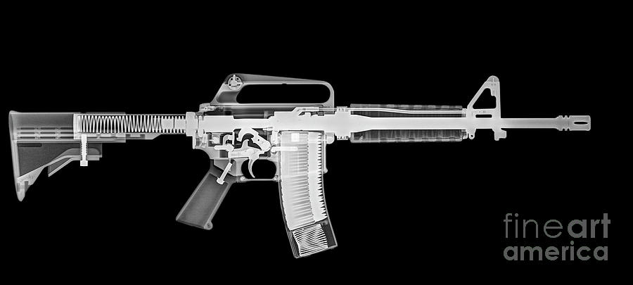  M4  m16A2 Assault rifle under x  ray  Photograph by Guy Viner