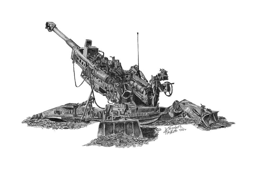 777 Drawing - M777A1 Howitzer by Betsy Hackett