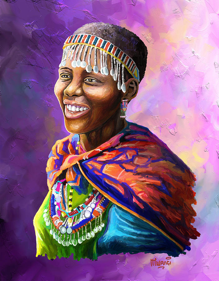 Maasai Girl Painting by Anthony Mwangi