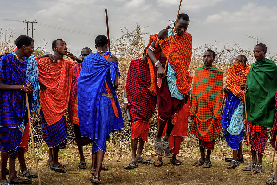 Maasai Traditional Jumping Dance - Adumu Photograph by Marilyn Burton