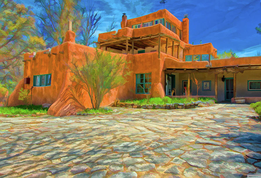 Mabel Dodge Luhan house as oil Digital Art by Charles Muhle