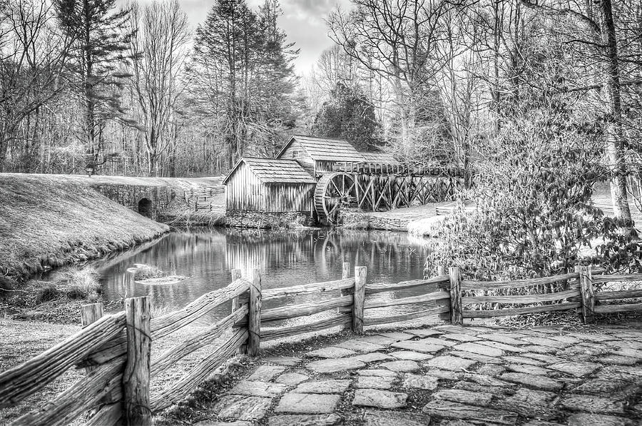Black And White Photograph - Mabry Mill - Blue Ridge Parkway - Dan Virginia - Black and White by Gregory Ballos